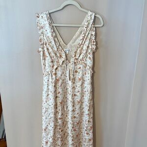 Heartloom Cream and Brown Floral Backless Dress